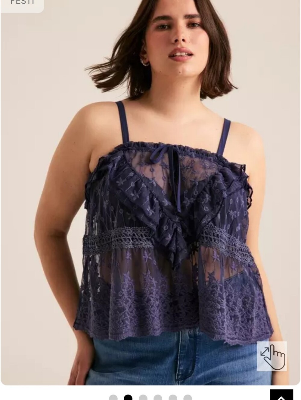 Nwot Torrid 1x Festi Embroidered Lace Cami